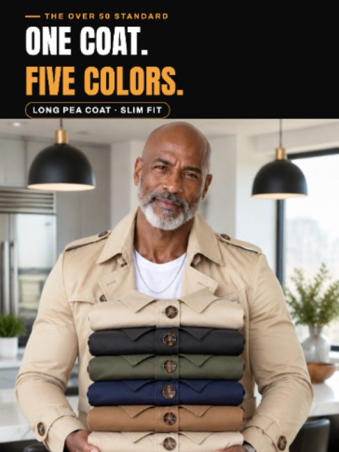 One coat, five colours: the slim-fit coat stacked in five colours